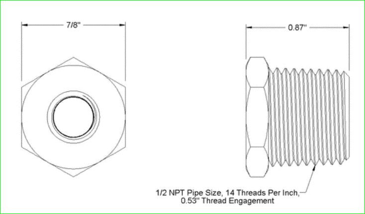 1-2英寸MNPT X 1-8英寸FNPT变径套管转接头